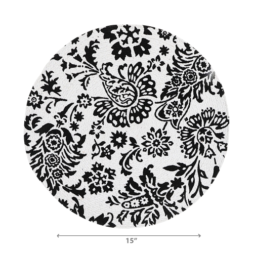 Maison Concepts Printed Round Cotton Rope Placemat Black Baroque - Set of 12