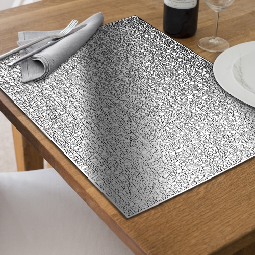 Maison Concepts Metallic Laser Cut Pvc Placemat Sisal Silver - Set of 12