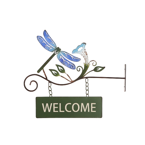 Maison Concepts Hanging Metal Dragonfly Welcome Sign