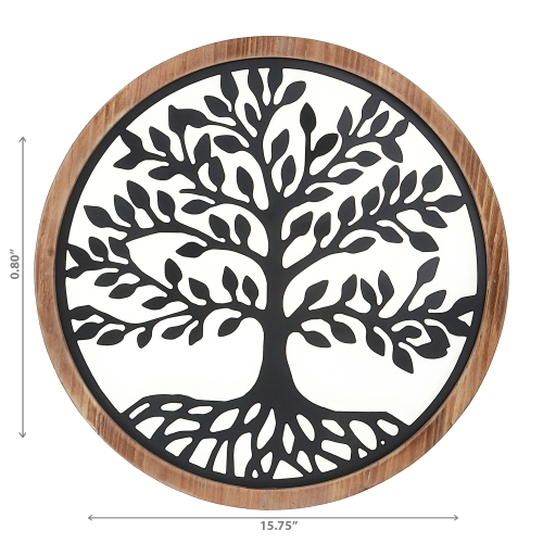 Maison Concepts Wood Framed Metal Tree Of Life Wall Art