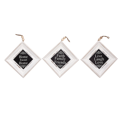 MAISON CONCEPTS  Wooden Beaded Rhombus Sign Inspirational Asstd - Set Of 3 In Multicolor