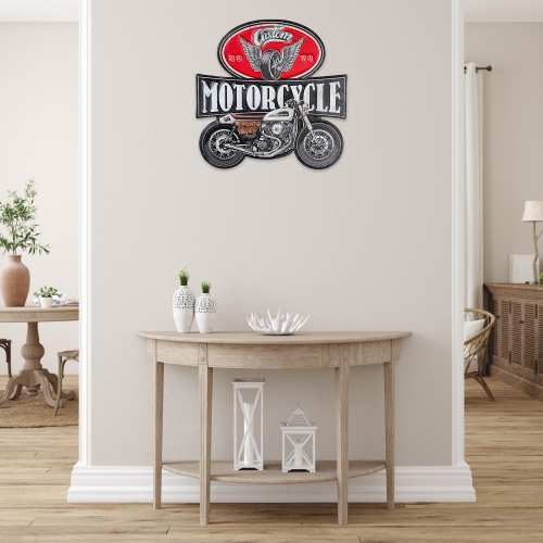 Maison Concepts Embossed Metal Sign Motorcycle