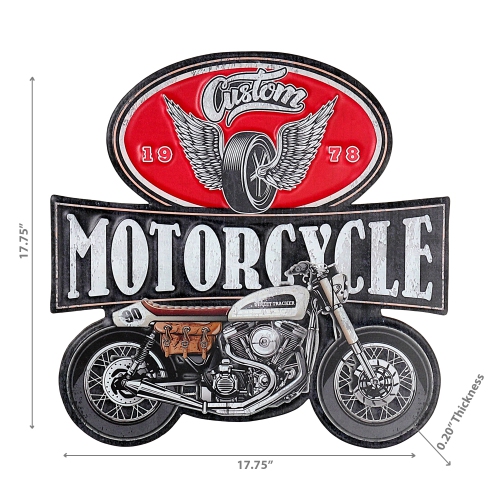 Maison Concepts Embossed Metal Sign Motorcycle
