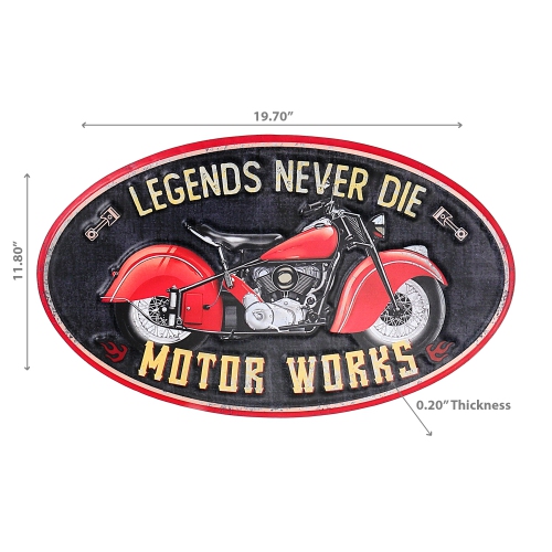 Maison Concepts Embossed Oval Metal Sign Legends Never Die
