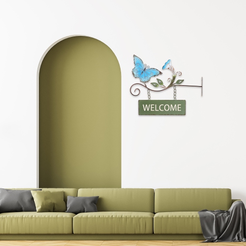Maison Concepts Hanging Metal Butterfly Welcome Sign