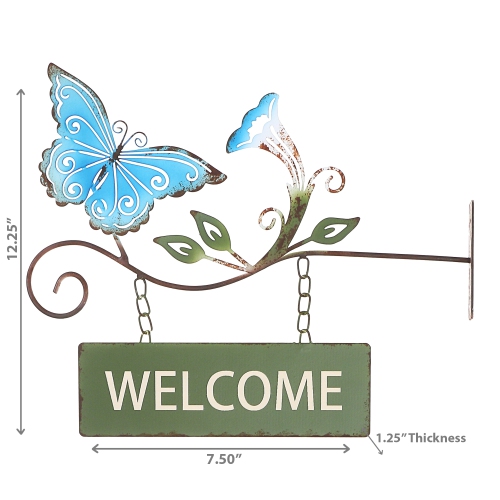 Maison Concepts Hanging Metal Butterfly Welcome Sign