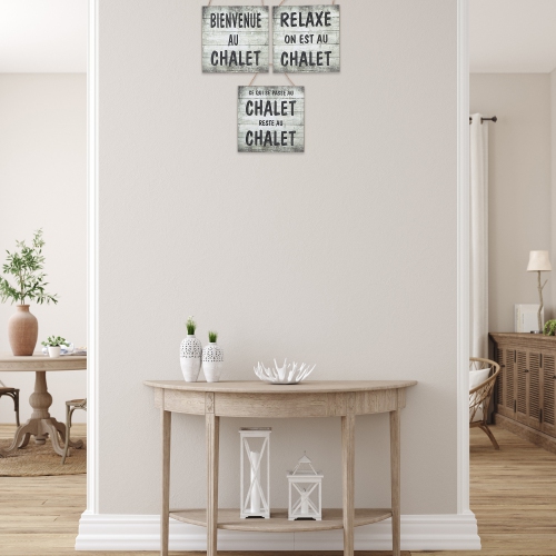 Maison Concepts Mdf Wall Signs Bienvenue Au Chalet 8 X 8 Asstd - Set of 3