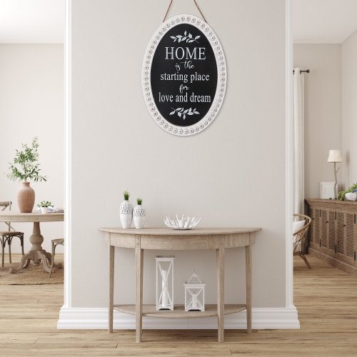 Maison Concepts Wooden Beaded Oval Sign Home