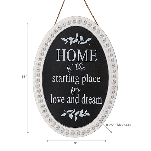 Maison Concepts Wooden Beaded Oval Sign Home