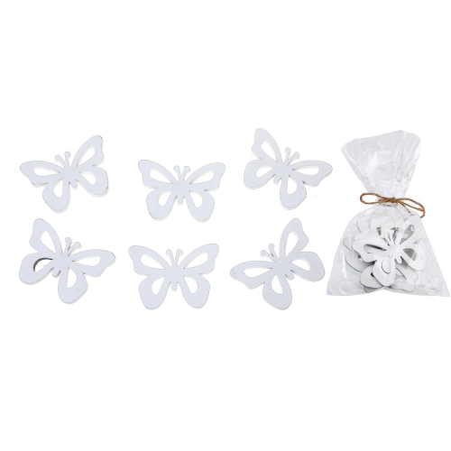 Maison Concepts 6 Pk Wood Ornaments Butterfly White - Set of 2