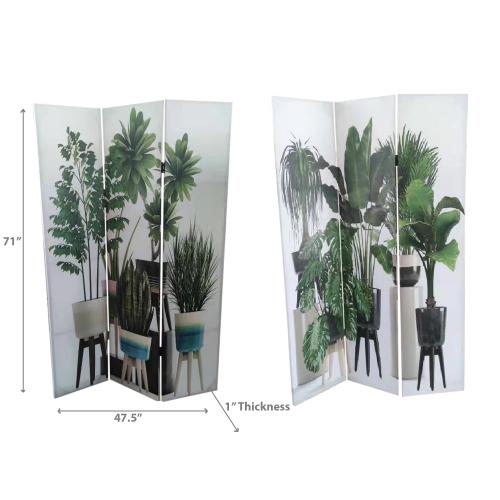 Maison Concepts Double Sided Canvas Screen Potted Plants