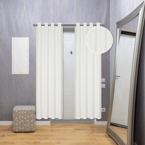 Maison Concepts Jacquard Panel W 8 Grom Leaves White 96" - Set of 2