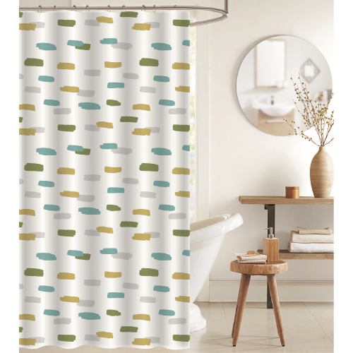 Maison Concepts Peva Shower Curtain With 12 Polyresin Hooks Hyphen