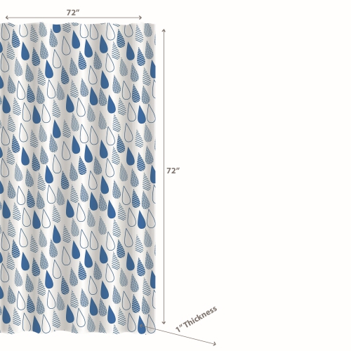Maison Concepts Peva Shower Curtain With 12 Polyresin Hooks Raindrops