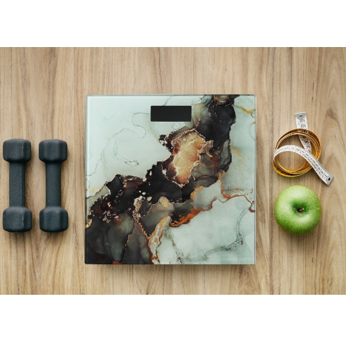 Maison Concepts Digital Glass Body Scale Square - Marbling Black & Gold