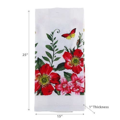 Maison Concepts Serviette À Main Fleurie Rouge Floral - Ensemble De 6
