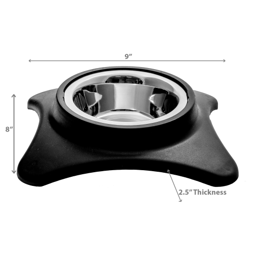 Maison Concepts Stainless Steel Single Pet Bowl With Stand Black - Set of 2
