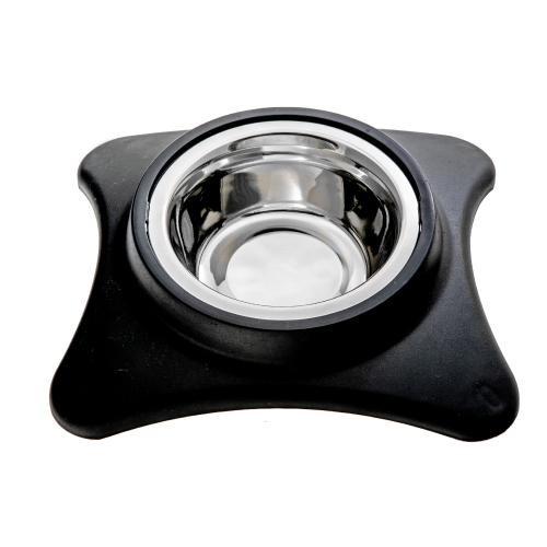 Maison Concepts Stainless Steel Single Pet Bowl With Stand Black - Set of 2