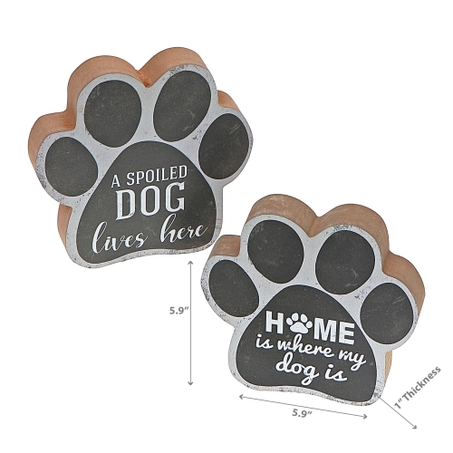Maison Concepts Wooden Dog Paw Shaped Sign Asstd - Set of 2