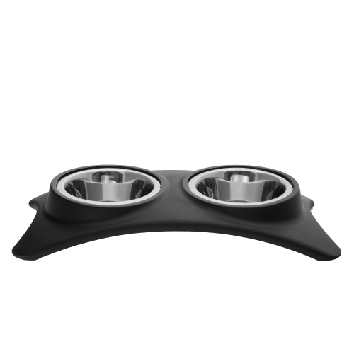 MAISON CONCEPTS  Stainless Steel Double Pet Bowl With Stand In Black