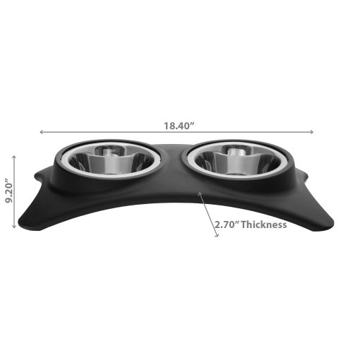 Maison Concepts Stainless Steel Double Pet Bowl With Stand Black