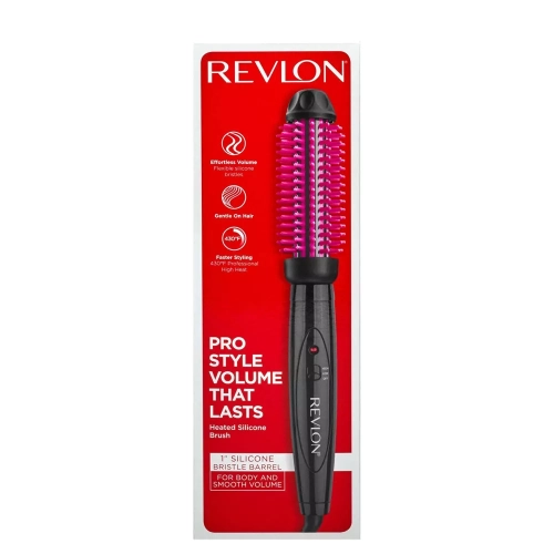 Revlon Pro Collection Heated Silicone Bristle Curl Brush Black - 1"