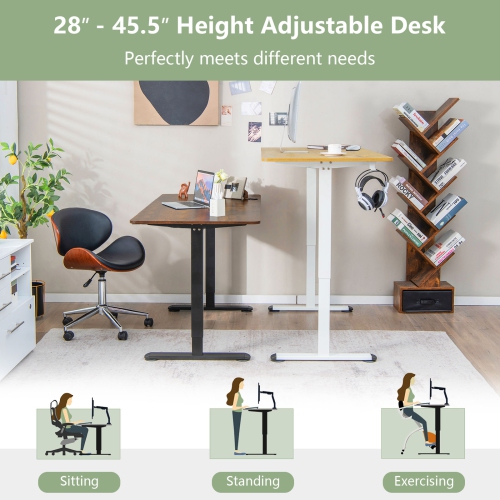 Topbuy Height Adjustable Electric Desk 44" x 24" Sit to Stand Desk w/ Splice Board Sturdy T-shaped Metal Bracket