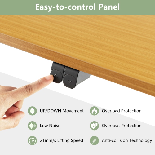 Topbuy Height Adjustable Electric Desk 44" x 24" Sit to Stand Desk w/ Splice Board Sturdy T-shaped Metal Bracket