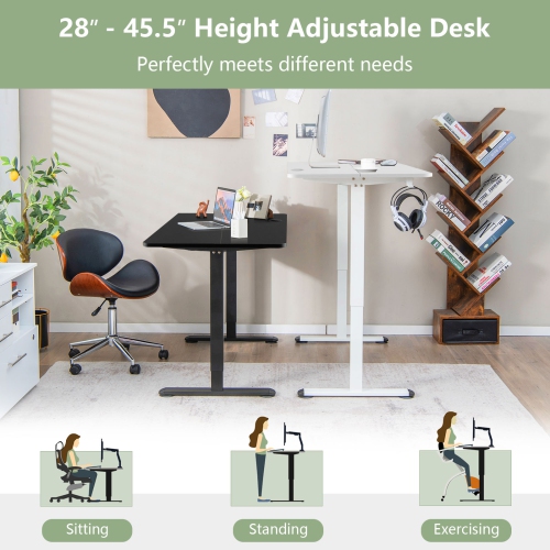 Topbuy Height Adjustable Electric Desk 44" x 24" Sit to Stand Desk w/ Splice Board Sturdy T-shaped Metal Bracket