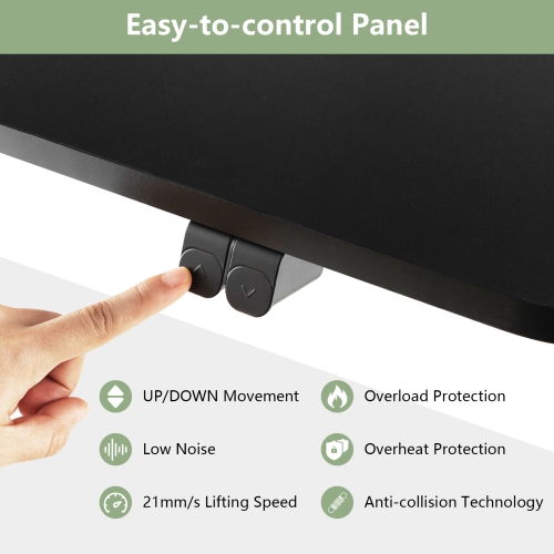 Topbuy Height Adjustable Electric Desk 44" x 24" Sit to Stand Desk w/ Splice Board Sturdy T-shaped Metal Bracket