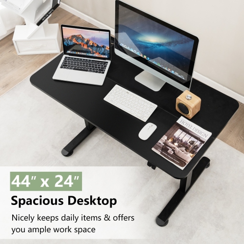 Topbuy Height Adjustable Electric Desk 44" x 24" Sit to Stand Desk w/ Splice Board Sturdy T-shaped Metal Bracket