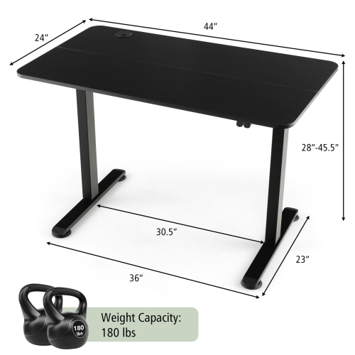 Topbuy Height Adjustable Electric Desk 44" x 24" Sit to Stand Desk w/ Splice Board Sturdy T-shaped Metal Bracket
