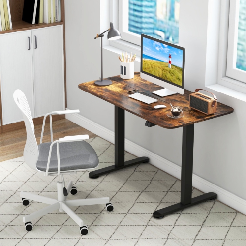 Topbuy Height Adjustable Electric Desk 44" x 24" Sit to Stand Desk w/ Splice Board Sturdy T-shaped Metal Bracket