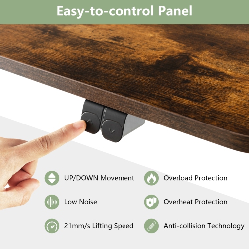 Topbuy Height Adjustable Electric Desk 44" x 24" Sit to Stand Desk w/ Splice Board Sturdy T-shaped Metal Bracket