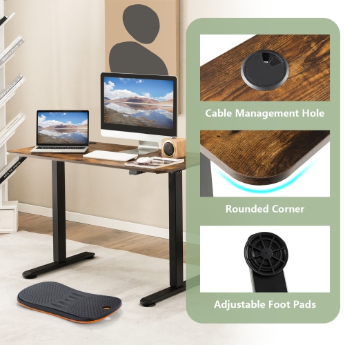 Topbuy Height Adjustable Electric Desk 44" x 24" Sit to Stand Desk w/ Splice Board Sturdy T-shaped Metal Bracket