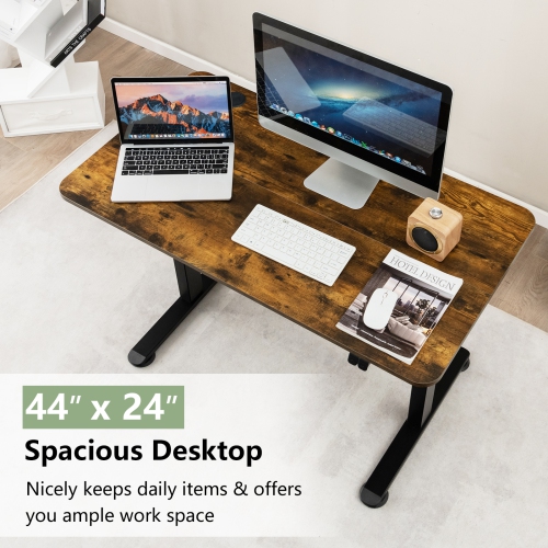 Topbuy Height Adjustable Electric Desk 44" x 24" Sit to Stand Desk w/ Splice Board Sturdy T-shaped Metal Bracket