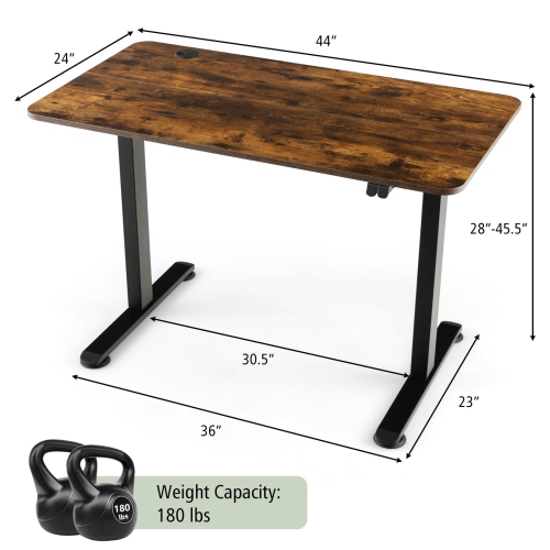 Topbuy Height Adjustable Electric Desk 44" x 24" Sit to Stand Desk w/ Splice Board Sturdy T-shaped Metal Bracket