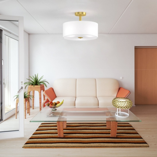 Topbuy Modern 3-Light Semi-Flush Mount Ceiling Light Fixture with Glass Lampshade for Bedroom&Living room