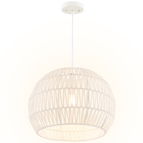 TOPBUY  Paper Pendant Light Fixture Round Hanging Ceiling Light With Adjustable Hanging Rope 17.5" Decorative Chandelier