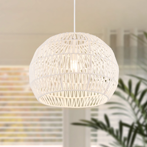 Topbuy Paper Pendant Light Fixture Round Hanging Ceiling Light with Adjustable Hanging Rope 17.5" Decorative Chandelier