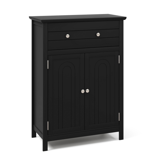 TOPBUY  Freestanding Bathroom Storage Cabinet Floor Cabinet With Drawer Doors And Adjustable Shelf for Storage Black/grey/white