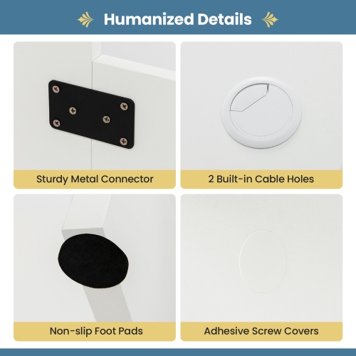 Topbuy Large L-shaped Computer Desk Modern Home Office Writing Desk Workstation with 2 Cable Holes & 2 Storage Shelves