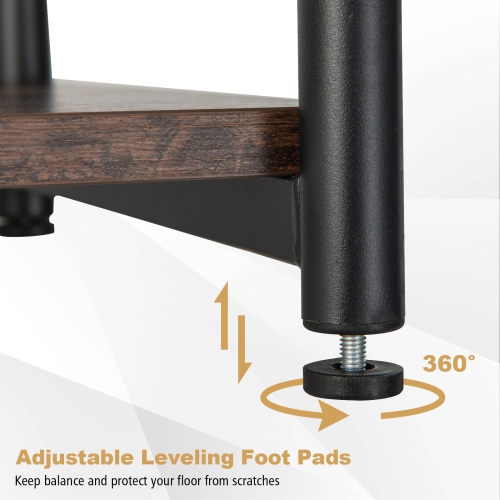 Topbuy 1PC/2PCS 3-Tier Industrial Side Table Nightstand with Removable Mesh Metal Shelf Adjustable Leveling Foot Pads End Table