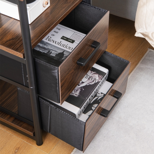 Topbuy 1PC/2PCS Nightstand with 2 Drawers Retro Bedside Table with Storage Sofa Side End Table with Removable Fabric Drawers