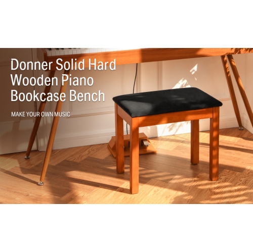 Donner Piano Bench Solid Wood with Storage Wood Color