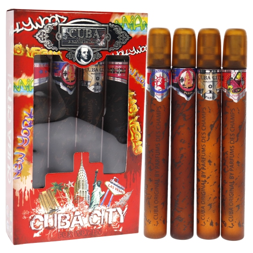 Cuba City by Cuba for Women - 4 Pc Gift Set 1.17oz Hollywood, 1.17oz Vegas, 1.17oz Miami, 1.17oz New York