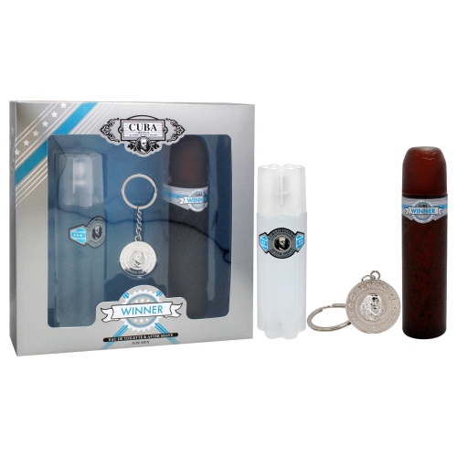 Cuba Winner by Cuba for Men - 3 Pc Gift Set 3.3oz EDT Spray, 3.3oz After Shave, Key Chain