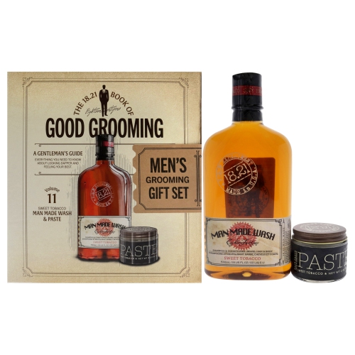 18.21 MAN MADE  Book Of Good Grooming Volume 11 Set - Sweet Tobacco By for Men - 2 PC 18OZ Man Made Wash 3-In-1 Shampoo, Conditioner And Body Wash