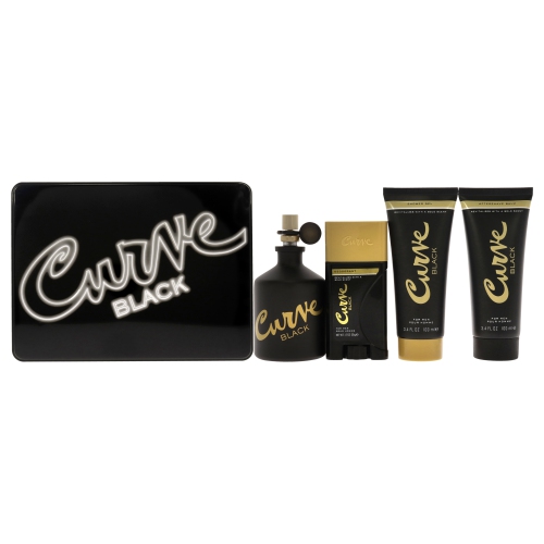 LIZ CLAIBORNE  Curve By for Men - 4 PC Gift Set 4.2OZ Edc Spray, 3.4OZ After Shave Balm, 3.4OZ Shower Gel, 1.7OZ Deodrant Stick In Black
