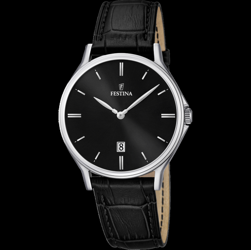 Festina F16745/5 Montre en cuir classique en cuir noir